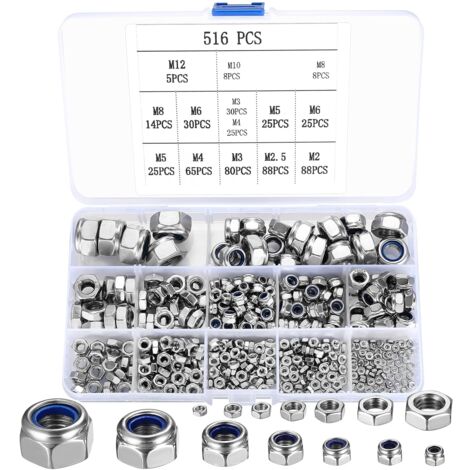 10 Stück Aluminium Kontermuttern M2-M6 - Flanschmuttern Mit Nyloneinsatz Lila
