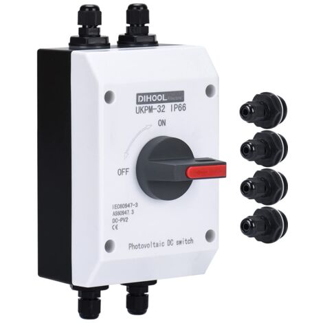 NUZEKY DC Trennschalter PV Anlage - Leistungsschalter IP65 Wasserdicht 32A4P 1200V PV Combiner Box PV Sicherungsautomat Fu00fcr Solaranlage Solarmodul Anlage Solarmodule