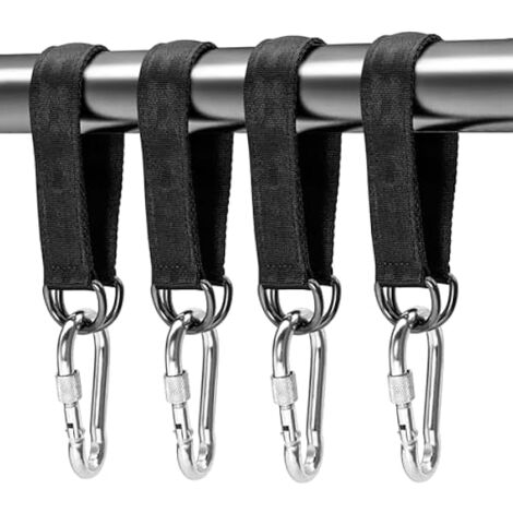 4-tlg. Hängematten Aufhängung Set | Nylon Gurte Mit Karabinern & D-Ringen | Für Schaukeln Indoor & Outdoor