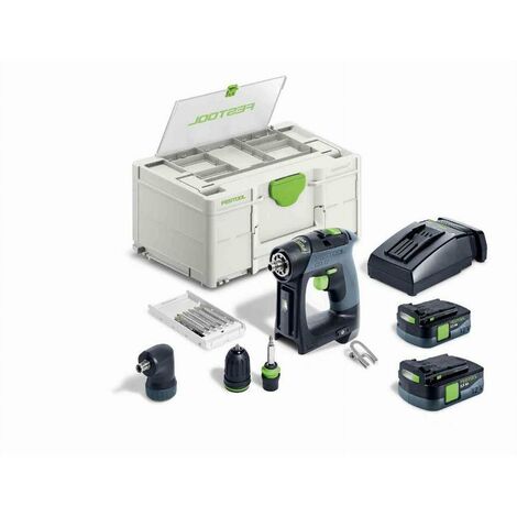 Taladro atornillador a batería CXS 12 2,5 - FESTOOL - con 2 baterías 10,8v 2,5Ah - cargador - accesorios - systainer - 576865