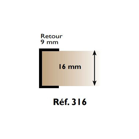 Perfil de canto U 316 PRUNIER - 16 mm x 2,60 m - blanco - RIBP316