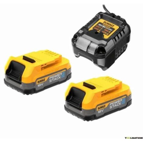 Pack 2 Baterías Powerstack XR 18V DEWALT 1.7Ah Li-Ion + Cargador - DCB1102E2-QW