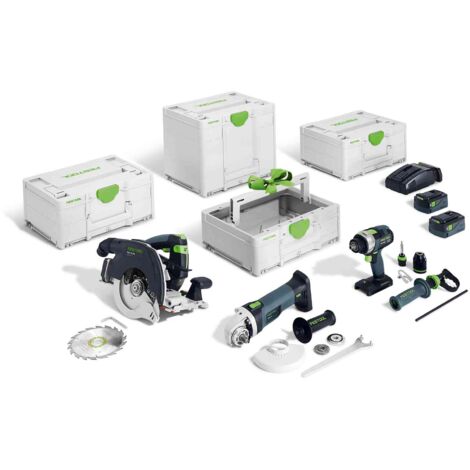 Kit combinado de carpintería a batería FESTOOL - HKC 55 + TPC 18 + AGC 18 + TB M 137 - 578025