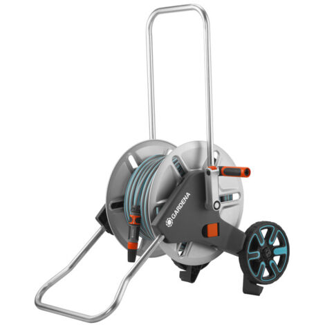 GARDENA Carro portamangueras de metal con ruedas y manguera de 25m CleverRoll M Easy (18543-26)