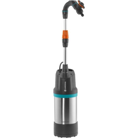 GARDENA Bomba sumergible de presión agua clara, bombea agua 23 m (2,3 bar) para depositos pluviales 4700 l/h, 550W Inox y automatica (1766-20)