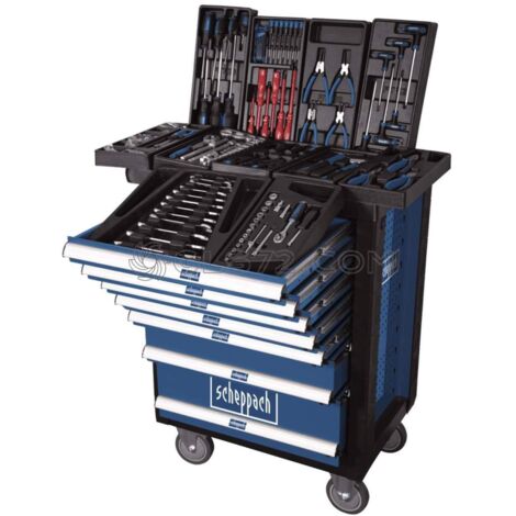 Carro de taller móvil SCHEPPACH 7 cajones carga máxima 450 kg con 263 herramientas - TW1000 - 5909304900