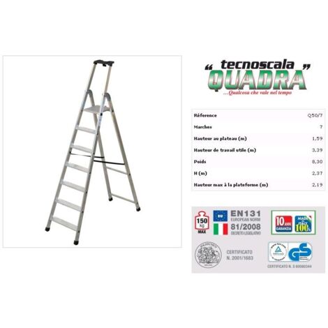 Escalón de aluminio Pro Quadra - 7 peldaños - Q50/7