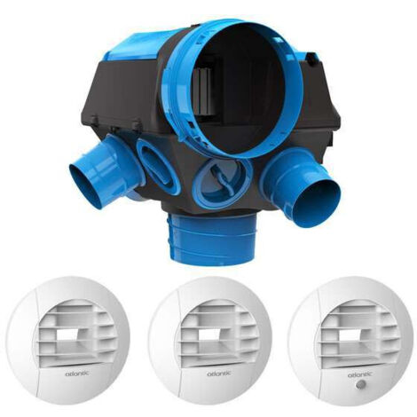 Kit VMC Hygrocosy BC 2 - higrorregulable de flujo único 6 cuartos de baño + 3 bocas de extracción - 231m³/h - ATLANTIC - 412320