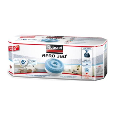 Rubson AERO 360° 6 Recambios en neutro 450g pastillas para absorbedores de humedad