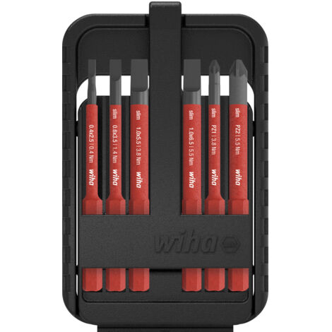 Wiha Juego de bits slimBit electric ranurados, Pozidriv, de 6 unid. (43157)