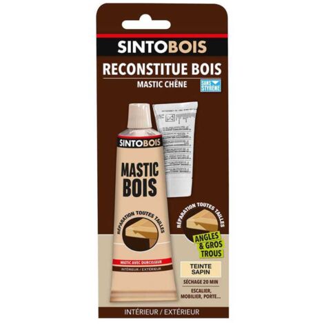 Masilla para madera SINTOBOIS 550g con tubo endurecedor 30g - Roble claro - SINTO - 139751