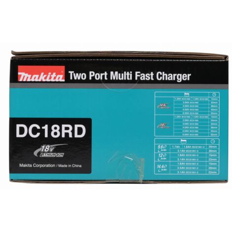 Cargador rápido DC18RD para 2 baterías de Li-ion 14.4V a 18V MAKITA - 196933-6