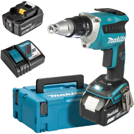 Atornillador para placas de yeso 18 V Li-Ion 5 Ah MAKITA - 2 baterías, cargador, maletín - DFS452RTJ