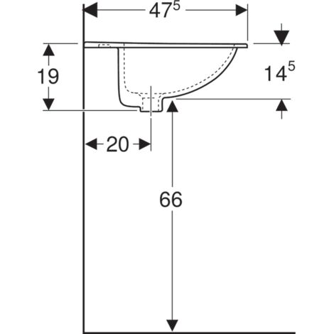 GEBERIT Bastia lavabo empotrado - con plataforma para grifería - 00160000000