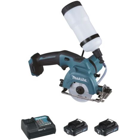 Makita – Sierra de diamante 1.200W para azulejos y mármol – Corte a 45° – Base metálica niquelada – Incluye botella de agua (1/10)