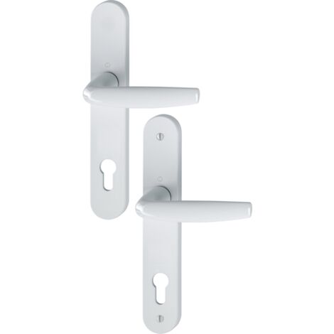 Atlanta HOPPE juego de puerta de placa ancha Blanco 9016 - Llave i - entr.92 C8 ép.68/77 - 282416