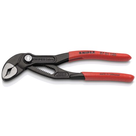 KNIPEX 87 01 150 Cobra® Tenazillas pico loro Mangos plasticos por inmersión antideslizantes gris atramentado 150 mm