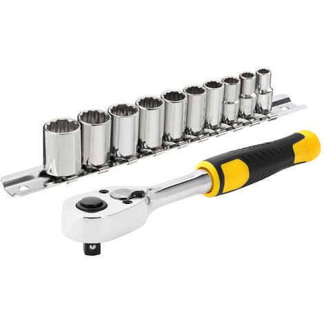 Carraca 72 dientes 1/4 + 10 llaves de vaso STANLEY - 11 piezas - STMT82666-0