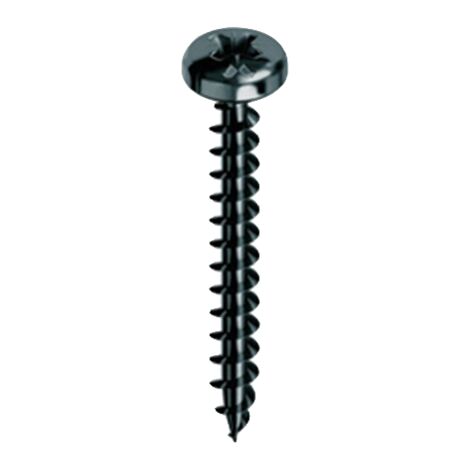 MUSTAD Panelvit Tornillo Pozidriv cabeza cilíndrica - Rosca completa - Zincado negro - Ø4x25mm - Caja de 500 - PVACZC400250KNC