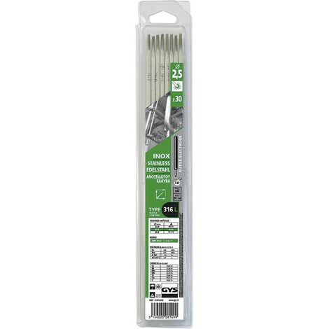 Blister de 30 electrodos GYS Inox 316L Ø2,5 mm - 081499