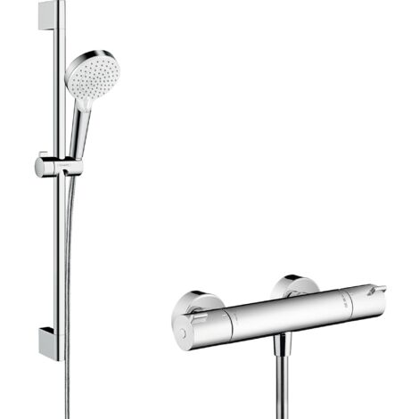 Combinación de ducha HANSGROHE Crometta Vario 27812400 con barra 65 cm / Ecostat 1001 CL blanco/cromo