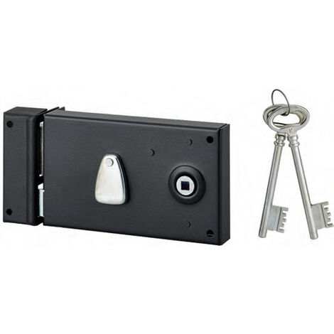 Cerradura horizontal, epoxi negro, 4 ranuras 140x82 mm THIRARD con bombillo C6 - Izquierda - 000123