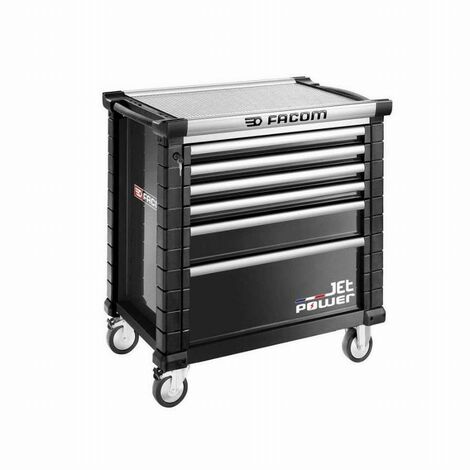 JETM4 Mueble negro de 6 cajones con cajón energizado - FACOM - JET.6NM4APOWERPF