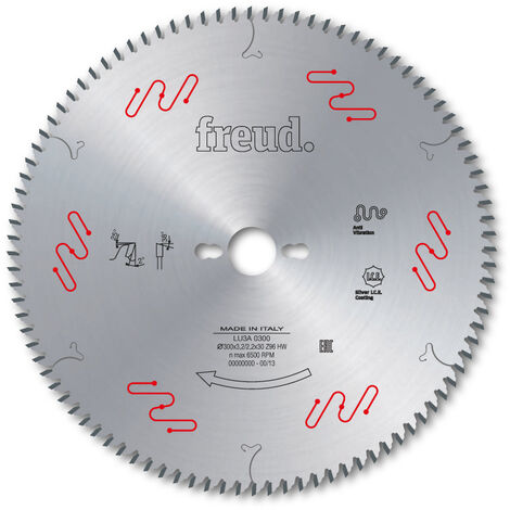 Cuchilla de dientes alternos para paneles revestidos FREUD - Ø300 3,2/2,2 AL30 Z96 BA 38° - F03FS05064 -LU3A 0300