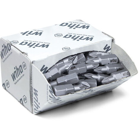 Wiha Juego de bits Standard de 25 mm Pozidriv (PZ1), de 50 unid., de 1/4" C6,3 en envase grande (08056)