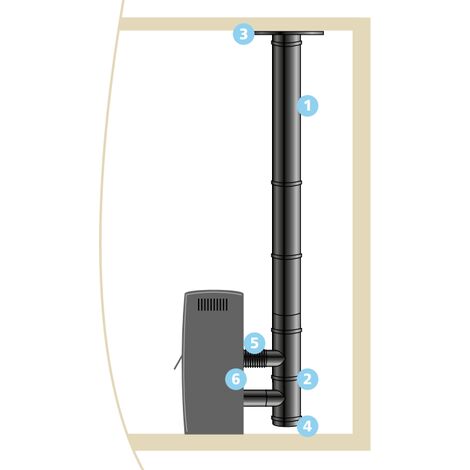 Kit de conexión vertical estanco ISOTIP - Negro - Øint 100 - Øext 150 - Para estufa de pellets - 856110 (1/3)