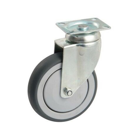Rueda giratoria con placa rectangular AVL - Rueda de goma Ø 125 - Capacidad de carga 100 kg - 550833O