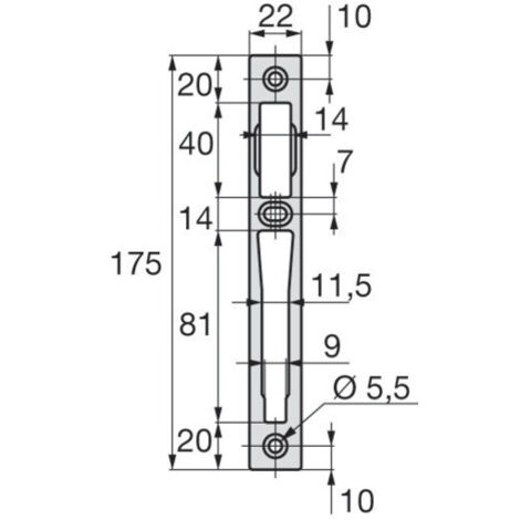 Cerradero central de aluminio ASSA ABLOY 175x22x8 mm - 2839-10-3
