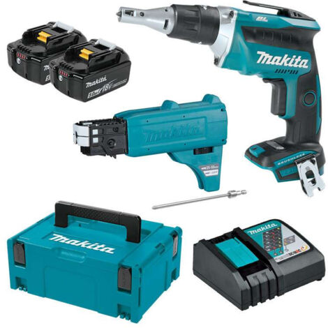 Atornillador automático 18V Li-Ion 5Ah 5 x 25 a 55 mm MAKITA - 2 baterías 1 cargador - en caja - DFS452TJX2