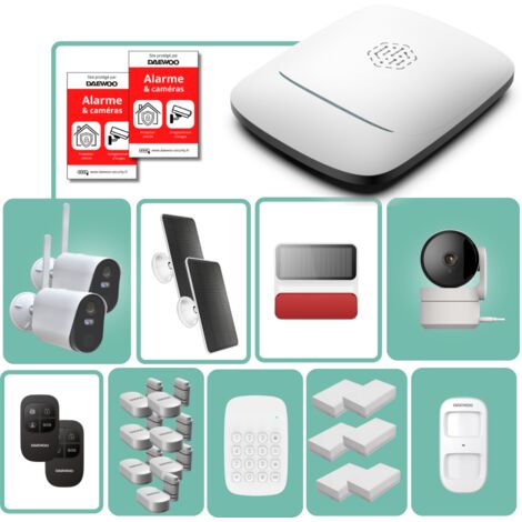 Daewoo Horizon+ - Pack alarme connecté complet avec caméras de surveillance - application gratuite - WIF/GSM