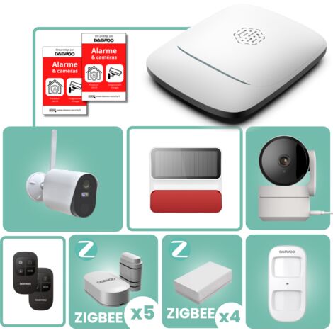 Daewoo – Pack alarme connecté avec caméras de surveillance – Centrale Wifi/GSM 95dB – Vision nocturne 1080p – Application gratuite (1/5)