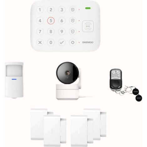 Daewoo Pack Alarme Connectée Wifi / GSM Vigilia VIG101+ – Système Sans Fil et Sans Abonnement, Compatible Animaux, Détecteurs Inclus + Caméra de Surveillance Full HD, Application Mobile Incluse