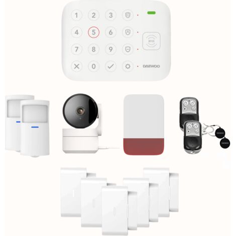 Daewoo Pack Alarme Connectée Wifi / GSM Vigilia VIG103+ – Système Sans Fil et Sans Abonnement, Compatible Animaux, Détecteurs et Sirène Inclus + Caméra de Surveillance Full HD, Application Incluse (1/5)
