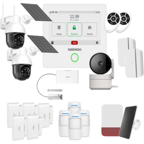 Daewoo – Pack alarme connectée Wifi/GSM AM504 – Système sans fil avec caméra Full HD – Détecteurs de mouvement compatibles animaux – Application mobile incluse
