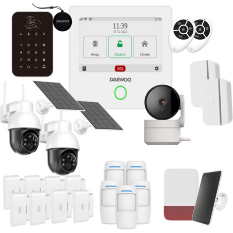Daewoo Pack Alarme Connectée Wifi / GSM TOUCH 4,3 pouces AM505 - Système Sans Fil et Sans Abonnement, Compatible Animaux, Détecteurs Inclus + Caméra de Surveillance Full HD, Application Mobile Incluse
