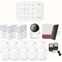 Daewoo Pack Alarme Connectée Wifi Vigilia VIG105 – Système Sans Fil et Sans Abonnement, Compatible Animaux, Détecteurs et Sirène solaire Inclus + Caméra de Surveillance Full HD, Application Incluse