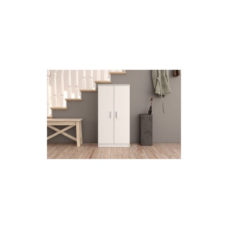Mobelcenter - Mueble Zapatero Basic 2 Puertas - Color Blanco Soft, Capacidad 20-24 Pares de Zapatos - Ancho: 55cm x Fondo: 36cm x Alto: 108cm (0894)