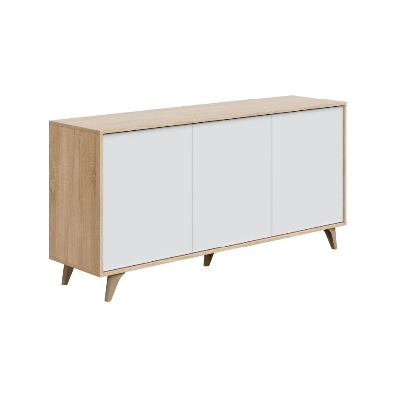 Mobelcenter - Mueble Buffet Aparador Kikua Plus - Color Roble Canadian y Blanco Artik -Ancho: 154 cm x Fondo: 40 cm x Alto: 75 cm (1236)