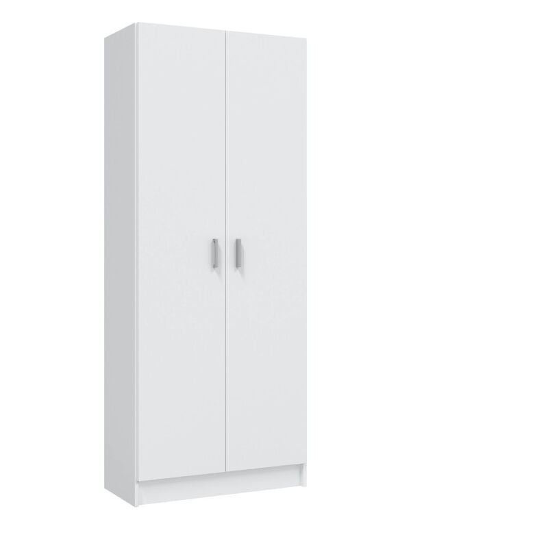 Mobelcenter - Armario Multiusos Auxiliar 2 Puertas con Escobero - Acabado Color Blanco - Medidas: Ancho: 73 cm x Fondo: 37 cm x Alto: 180 cm - (1231)