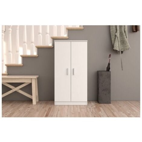 Mobelcenter - Mueble Zapatero Basic 2 Puertas - Color Blanco Soft, Capacidad 20-24 Pares de Zapatos - Ancho: 55cm x Fondo: 36cm x Alto: 108cm (0894)