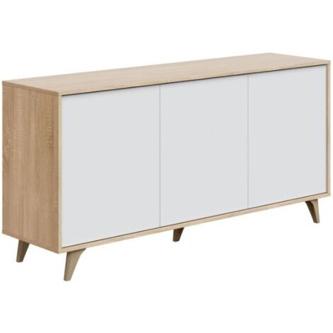 Mobelcenter - Mueble Buffet Aparador Kikua Plus - Color Roble Canadian y Blanco Artik -Ancho: 154 cm x Fondo: 40 cm x Alto: 75 cm (1236)