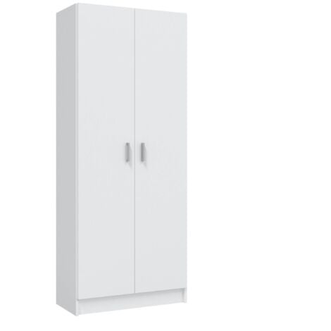 Mobelcenter - Armario Multiusos Auxiliar 2 Puertas con Escobero - Acabado Color Blanco - Medidas: Ancho: 73 cm x Fondo: 37 cm x Alto: 180 cm - (1231)