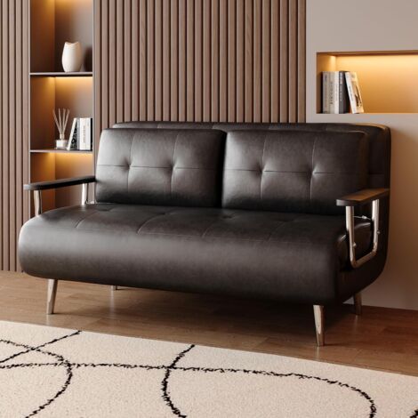 Canapé-lit cuir150 cm, moderne, salon et chambre,noir