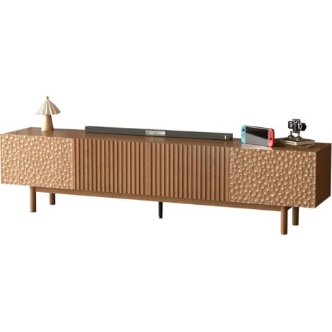 Meuble TV pour écran 75", rangement noyer,pour salon 220 cm (1/5)