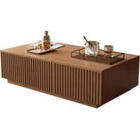 Table basse relevable carrée, structure bois et métal, couleur noyer,Grain du bois