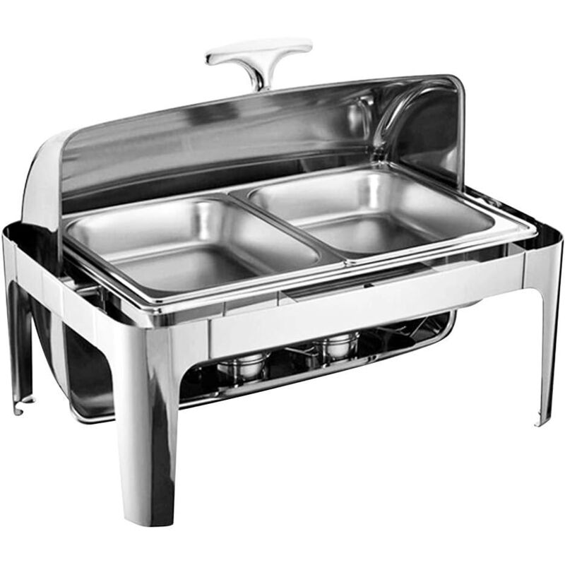 Chafing dish / réchaud in acciaio inossidabile argento da 6 litri con coperchio ribaltabile e finestra CELINA-Passion Décor Chafing dish / réchaud in acciaio inossidabile argento da 6 litri con coperchio ribaltabile e finestra CELINA-Passion Décor